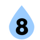black eight in center of blue raindrop