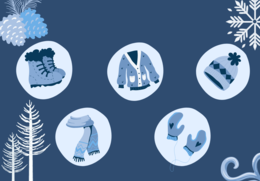 a graphic showing winter clothes