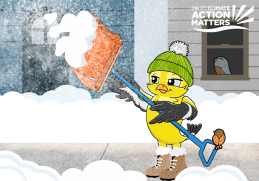 Goldie shovels snow, reminding neighbors they are "In It Together"