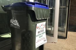 a collection bin for holiday light recycling