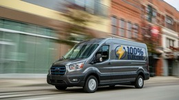 a Ford e-transit van is pictured