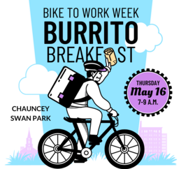 Bike to Work Week burrito breakfast invitation