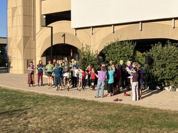 Family Folk Machine leads a community sing at Chauncey