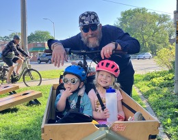 Young attendees of the bike to work breakfast