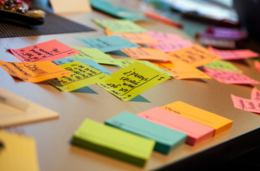 sticky notes at a meeting
