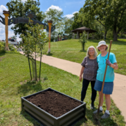 Miller Orchard neighbors installing the raised bed garden in Benton Hill Park