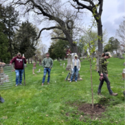 Northsiders planting trees in Oakland Cemetery on Arbor Day 2025