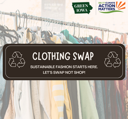 graphic showing a rack of clothes for a clothing swap