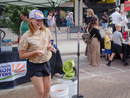 playing at a cooling station