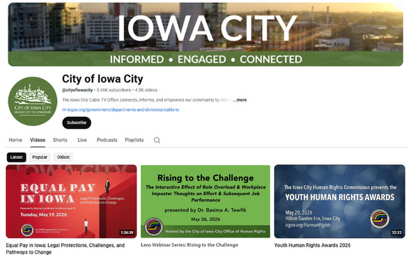 City of Iowa City Youtube