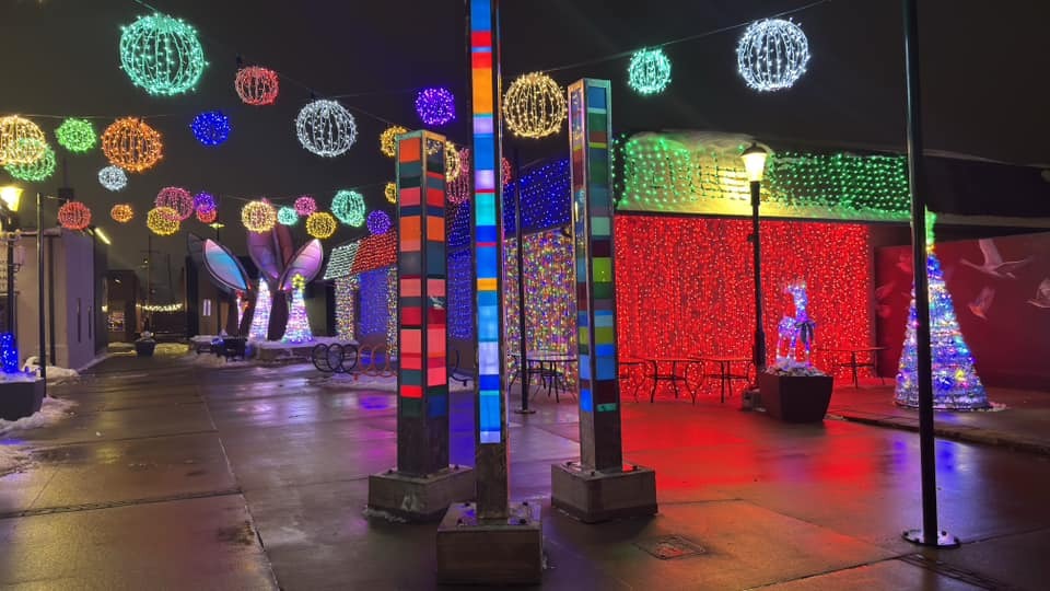 holiday lights in the Uptown Artway