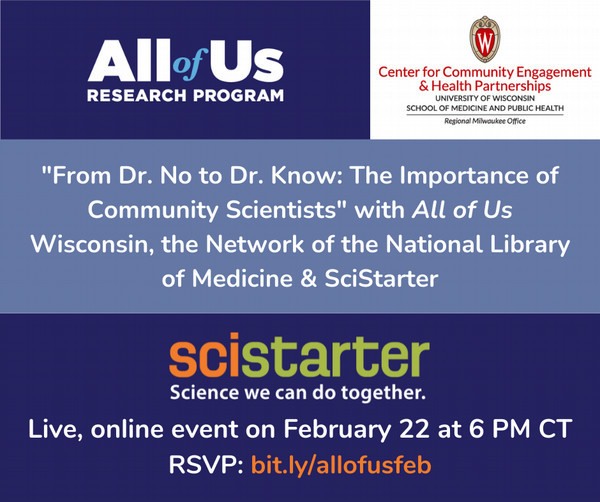 The Importance of Community Scientists webinar February 22, 7pm eastern
