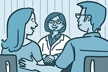 Couple talking to doctor