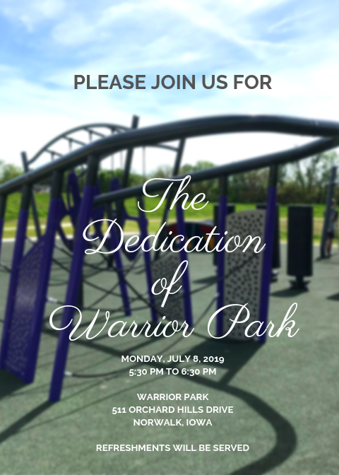 Dedication of Warrior Park invitation