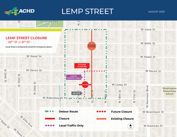 Detour Map for Lemp Street