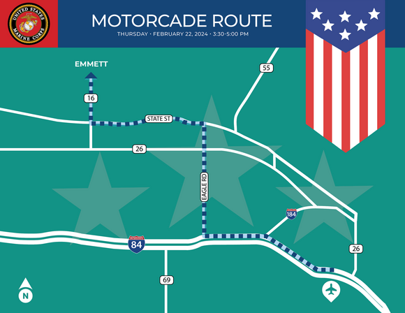 Motorcade Route for Marine Procession