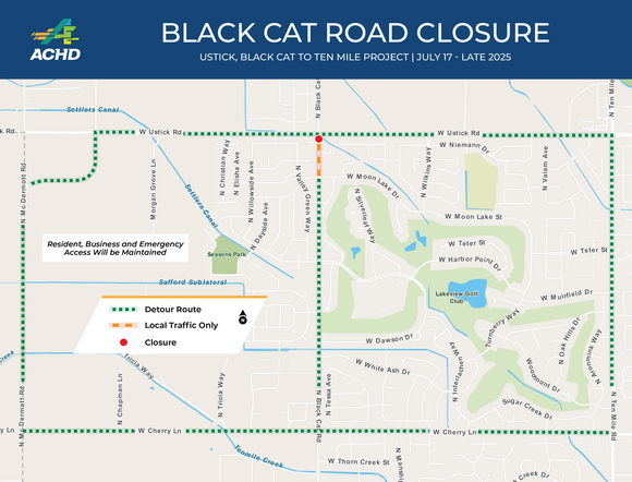 Black Cat Closure Detour Map
