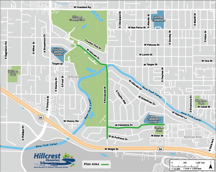 Hillcrest Elementary Safe Routes to School Concept Study Area Map
