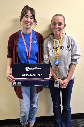 AmeriCorps members Gabriella Woodard and Julia Sanderson.