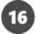 Gray circle with a white 16 in the center