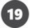 Gray circle with a white 19 in the center