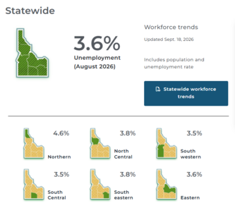Multiple Idaho shapes showing different regions and a different statistic