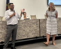 Photo of Alberto Gonzalez and Janelle White from ITS All Staff Meeting