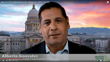 Screenshot of welcome video featuring Alberto Gonzalez