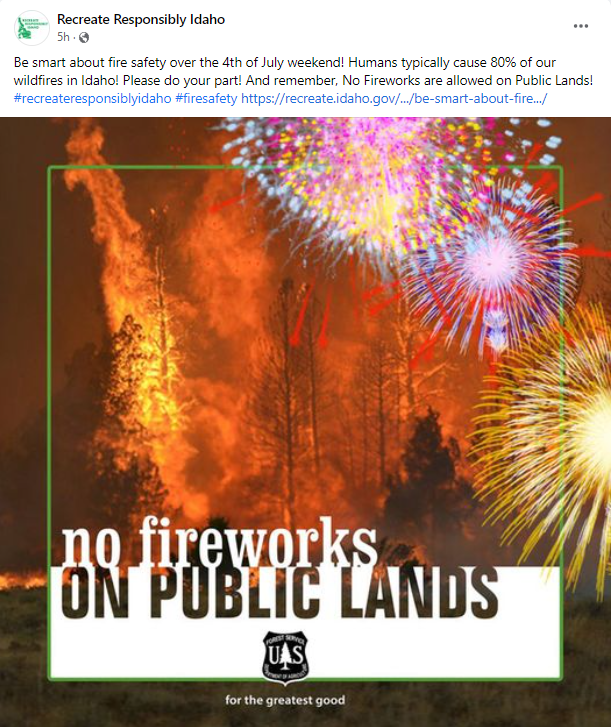 RRI - Facebook - Fireworks Prohibited on Public Land