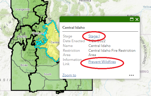 GIS-enabled Fire Restrictions Finder map