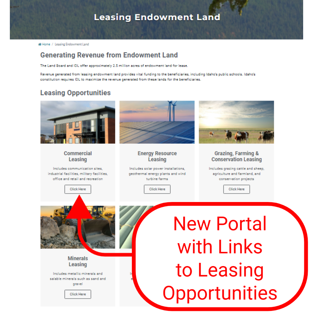 New Leasing Portal with Links to Leasing Opportunities