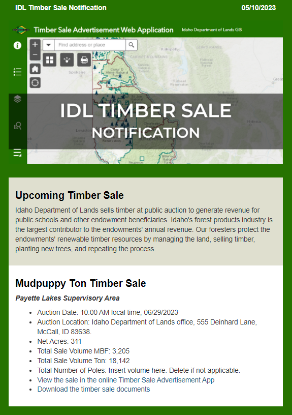 Timber Sale Notification Example