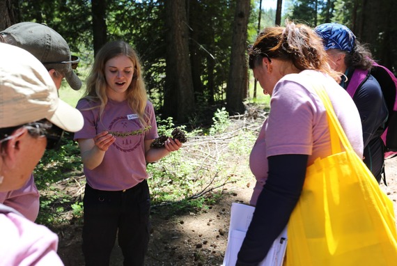 women in woods identification