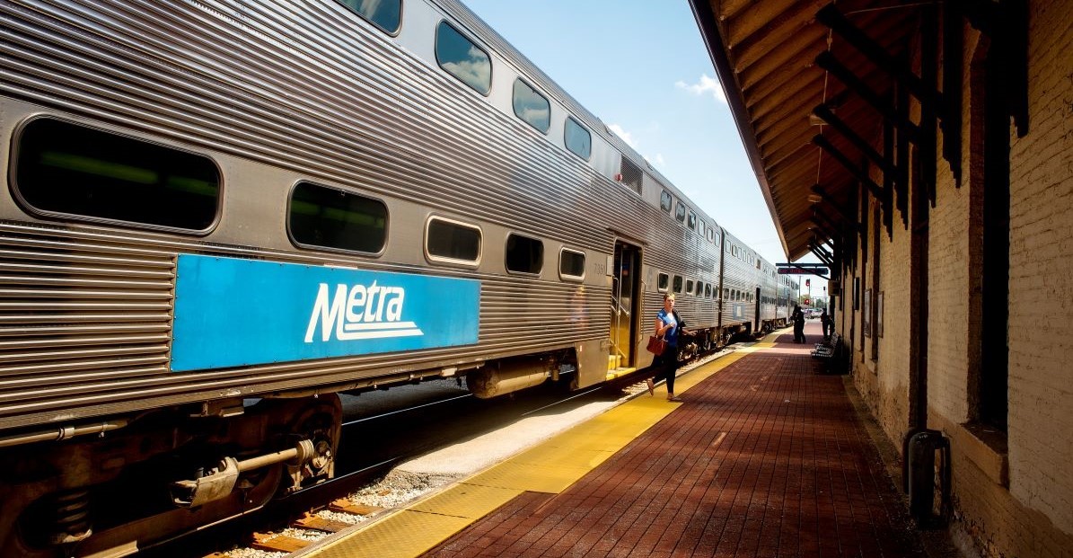 Photo of Metra train at station