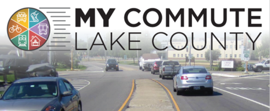 Image of vehicles with text overlay reading "my commute lake county"