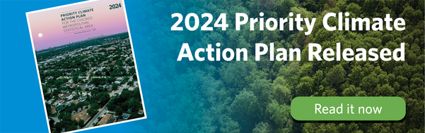 Banner graphic reading '2024 Priority Climate Action Plan' and featuring report cover