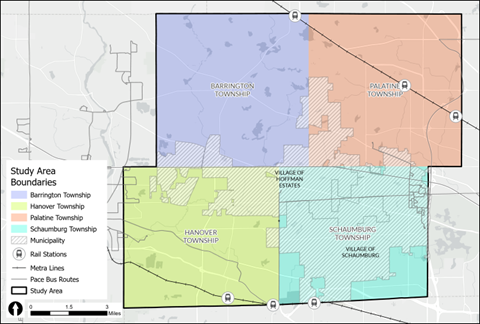 Map of the northwest cook county boundary of plan study area