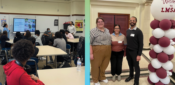 CMAP staff engaging with high school students at Lindbloom High School