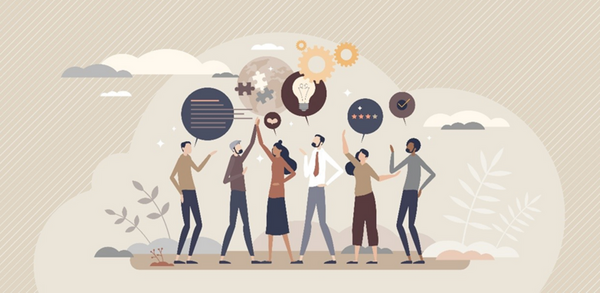 Illustrated image of people talking