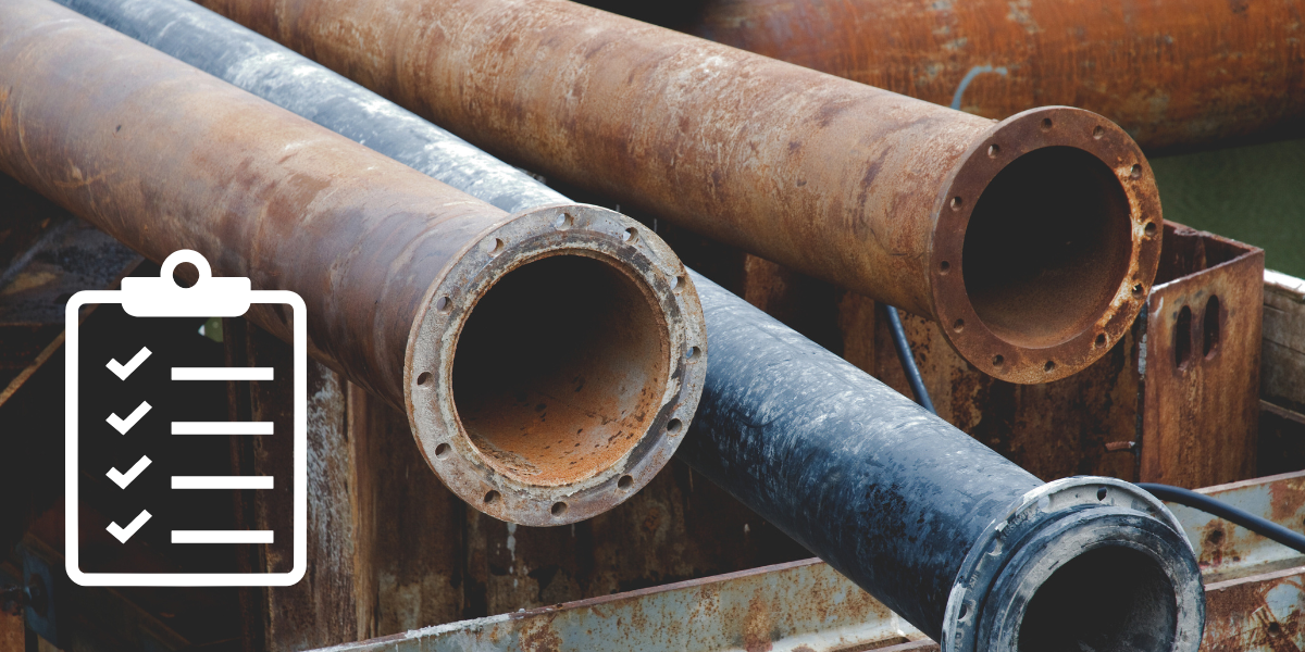 Checklist icon. Photo of pipes