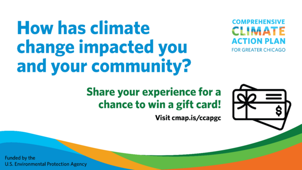 Infographic inviting readers to take the climate action plan survey