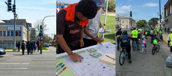 Three images of community engagement occurring in Cicero
