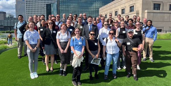 Large group of people standing for photo