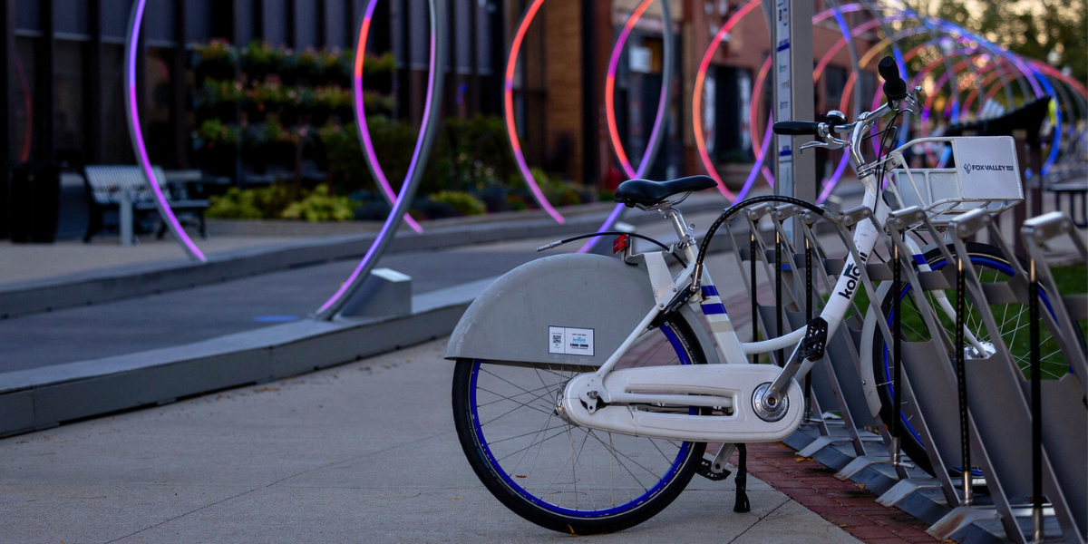Fox Valley bike share bike in dock