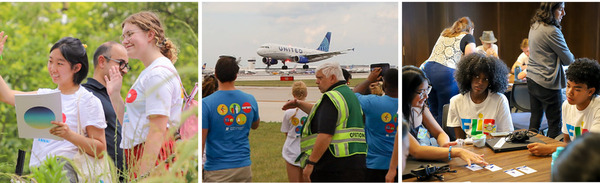 Trio of photos showing FLIP students engaging in activities across region