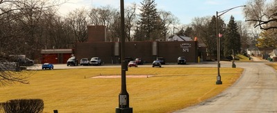 Facade and front lawn of Lemont's Fire Station No. 1