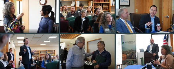 Collage of photos from the Catalyst Series event featuring panelists and participants