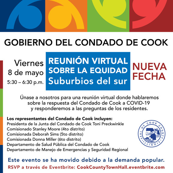 Cook County Virtual Equity Town Hall: South Suburbs - Spanish Flyer