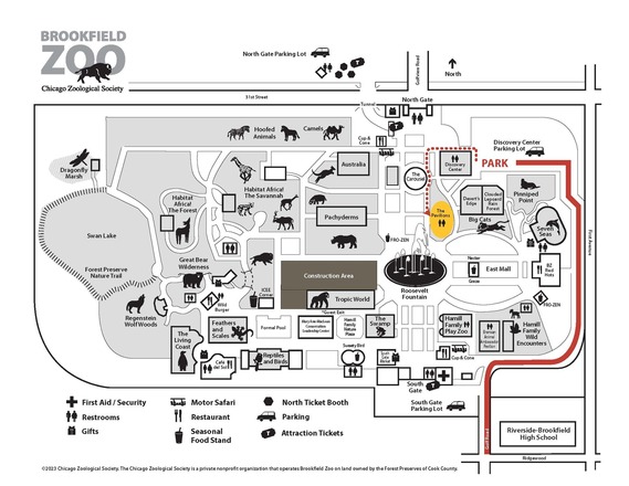 brookfield zoo parking map