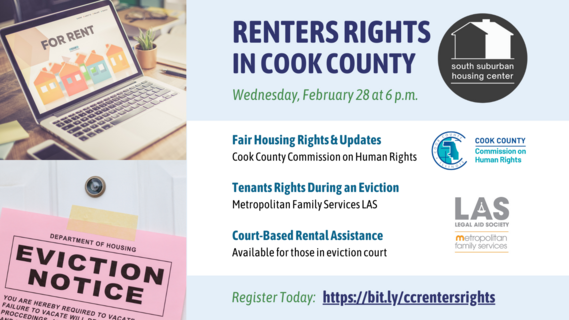 South Suburban Housing Center is hosting a Renters' Rights webinar on February 28, 2024.